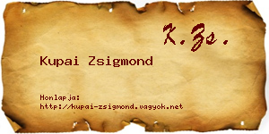 Kupai Zsigmond névjegykártya